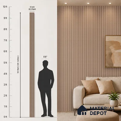 Wooden Look PN 07142 9.5 ft x 6 inch Charcoal Panel - 6 mm | Suitable for Feature Wall, TV Unit & Living Room | Width is Subjected to 5% Variation