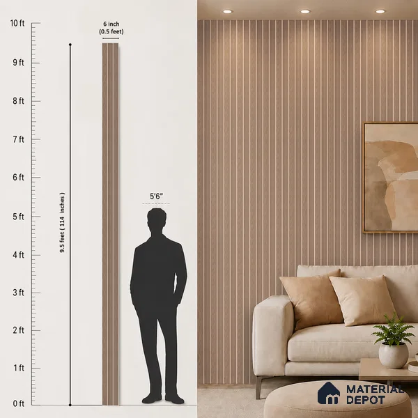 Wooden Look PN 07142 9.5 ft x 6 inch Charcoal Panel - 6 mm | Suitable for Feature Wall, TV Unit & Living Room | Width is Subjected to 5% Variation