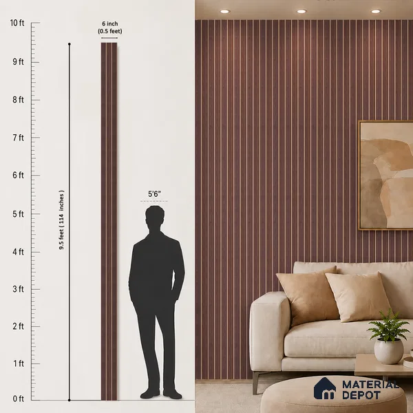 Wooden Look PN 07144 9.5 ft x 6 inch Charcoal Panel - 6 mm | Suitable for Feature Wall, TV Unit & Living Room | Width is Subjected to 5% Variation
