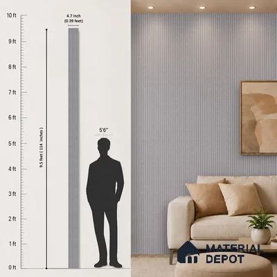 Cloud Grey Fabric Look PN 07153 9.5 ft x 4.7 inch Charcoal Panel - 11 mm | Suitable for Feature Wall, TV Unit & Living Room | Width is Subjected to 5% Variation