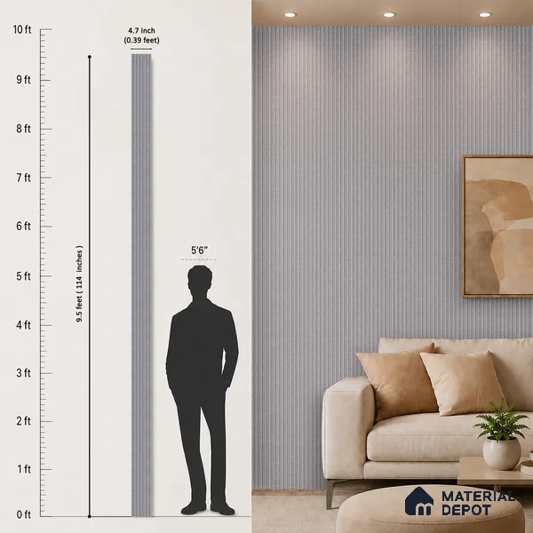Cloud Grey Fabric Look PN 07153 9.5 ft x 4.7 inch Charcoal Panel - 11 mm | Suitable for Feature Wall, TV Unit & Living Room | Width is Subjected to 5% Variation