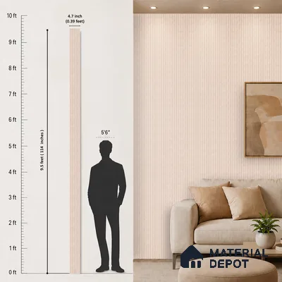 Taupe Beige Fabric Look PN 07154 9.5 ft x 4.7 inch Charcoal Panel - 11 mm | Suitable for Feature Wall, TV Unit & Living Room | Width is Subjected to 5% Variation