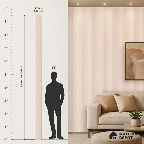 Taupe Beige Fabric Look PN 07154 9.5 ft x 4.7 inch Charcoal Panel - 11 mm | Suitable for Feature Wall, TV Unit & Living Room | Width is Subjected to 5% Variation