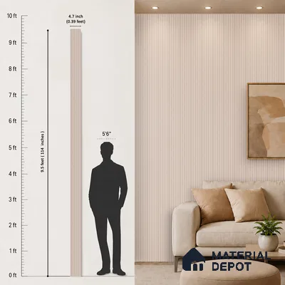 Cappuccino Beige Fabric Look PN 07155 9.5 ft x 4.7 inch Charcoal Panel - 11 mm | Suitable for Feature Wall, TV Unit & Living Room | Width is Subjected to 5% Variation