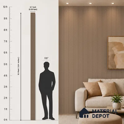 Mocha Brown Fabric Look PN 07156 9.5 ft x 4.7 inch Charcoal Panel - 11 mm | Suitable for Feature Wall, TV Unit & Living Room | Width is Subjected to 5% Variation