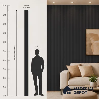 Graphite Black Plain Colour Look PN 07158 9.5 ft x 4.7 inch Charcoal Panel - 11 mm | Suitable for Feature Wall, TV Unit & Living Room | Width is Subjected to 5% Variation