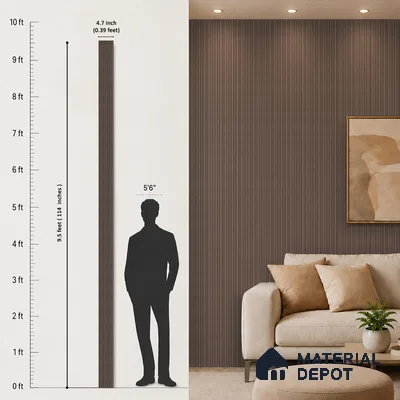 Cappucino Brown Plain Colour Look PN 07161 9.5 ft x 4.7 inch Charcoal Panel - 11 mm | Suitable for Feature Wall, TV Unit & Living Room | Width is Subjected to 5% Variation