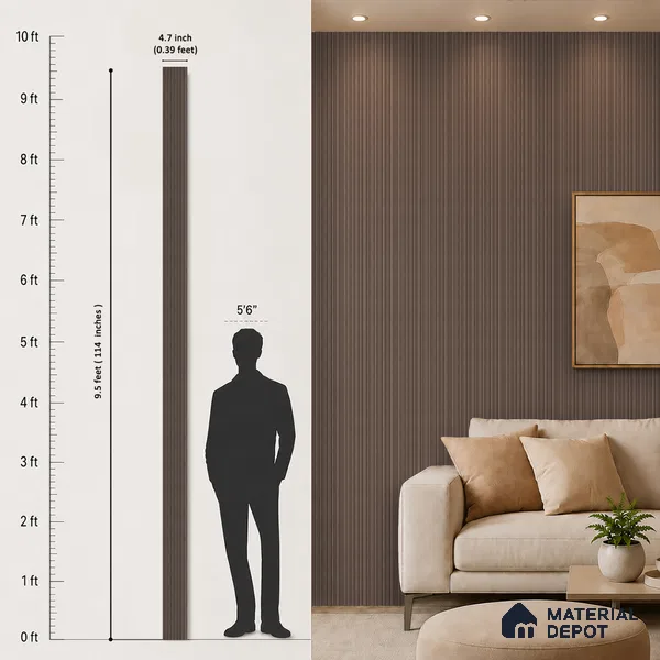 Cappucino Brown Plain Colour Look PN 07161 9.5 ft x 4.7 inch Charcoal Panel - 11 mm | Suitable for Feature Wall, TV Unit & Living Room | Width is Subjected to 5% Variation