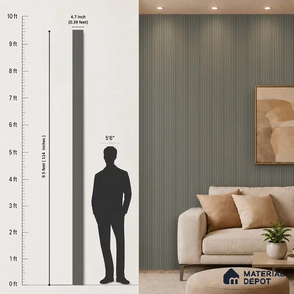 Cappucino Brown Plain Colour Look PN 07163 9.5 ft x 4.7 inch Charcoal Panel - 11 mm | Suitable for Feature Wall, TV Unit & Living Room | Width is Subjected to 5% Variation