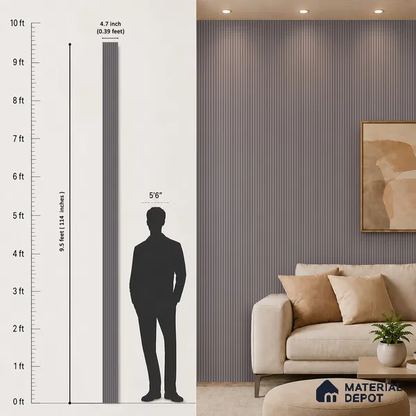 Cappucino Brown Plain Colour Look PN 07164 9.5 ft x 4.7 inch Charcoal Panel - 11 mm | Suitable for Feature Wall, TV Unit & Living Room | Width is Subjected to 5% Variation
