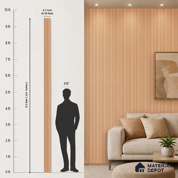 Wooden Look PN 07165 9.5 ft x 4.7 inch Charcoal Panel - 11 mm | Suitable for Feature Wall, TV Unit & Living Room | Width is Subjected to 5% Variation