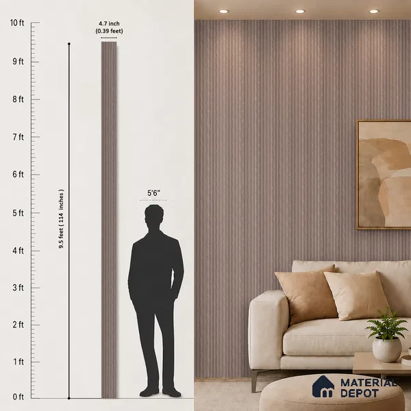 Wooden Look PN 07166 9.5 ft x 4.7 inch Charcoal Panel - 11 mm | Suitable for Feature Wall, TV Unit & Living Room | Width is Subjected to 5% Variation