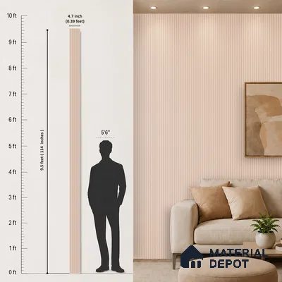 Cappuccino Beige Fabric Look PN 07167 9.5 ft x 4.7 inch Charcoal Panel - 11 mm | Suitable for Feature Wall, TV Unit & Living Room | Width is Subjected to 5% Variation
