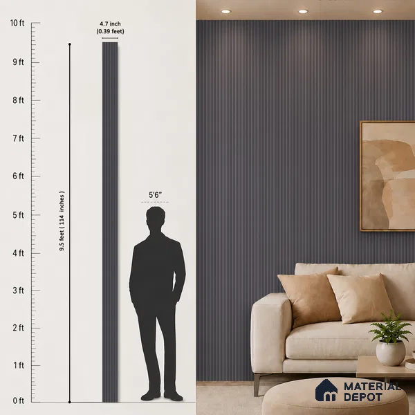Graphite Grey Plain Colour Look PN 07170 9.5 ft x 4.7 inch Charcoal Panel - 11 mm | Suitable for Feature Wall, TV Unit & Living Room | Width is Subjected to 5% Variation