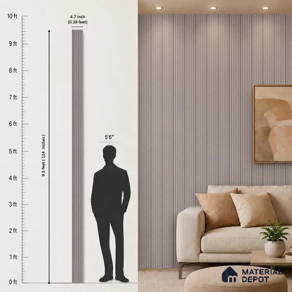 Wooden Look PN 07171 9.5 ft x 4.7 inch Charcoal Panel - 11 mm | Suitable for Feature Wall, TV Unit & Living Room | Width is Subjected to 5% Variation