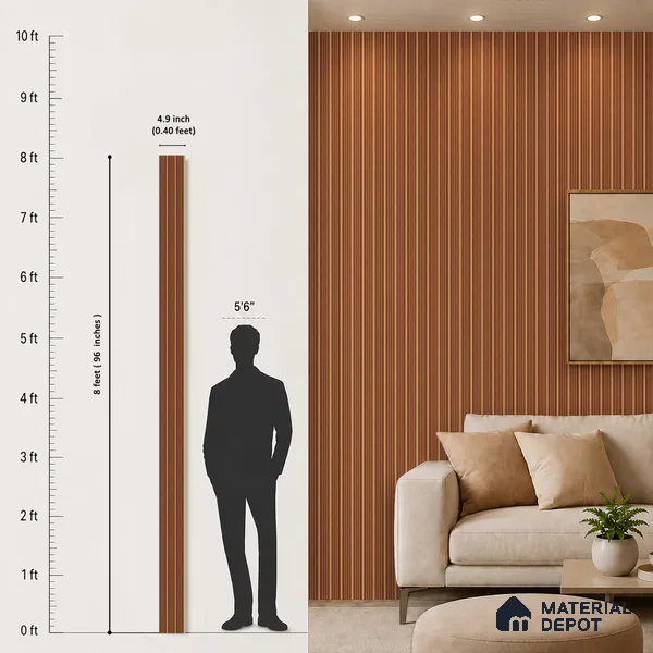 Wooden Look PN 07448 8 ft x 4.8 inch PVC Panel - 10 mm | Suitable for Living Room, Bedroom & Office | Width is Subjected to 5% Variation