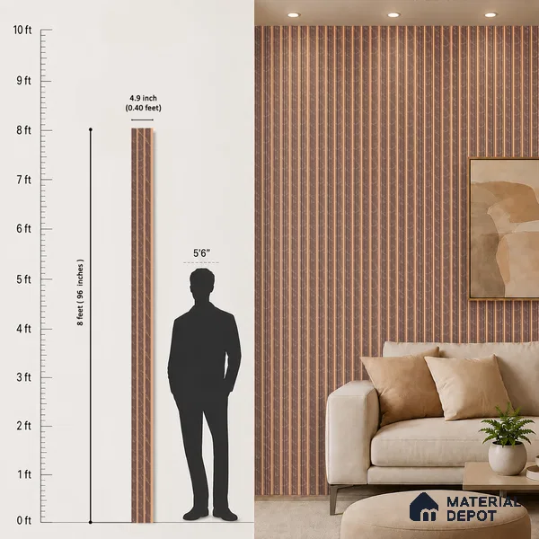 Wooden Look PN 07464 8 ft x 4.8 inch PVC Panel - 10 mm | Suitable for Living Room, Bedroom & Office | Width is Subjected to 5% Variation