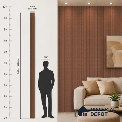 Wooden Look PN 07643 9.5 ft x 4.9 inch Charcoal Panel - 11 mm | Suitable for Feature Wall, Living Room & Bedroom | Width is Subjected to 5% Variation