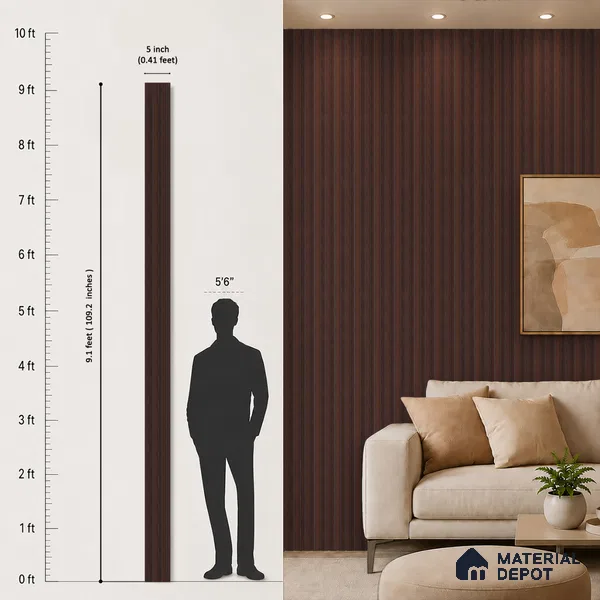 Wooden Look PN 07692 9.1 ft x 4.9 inch Charcoal Panel - 12 mm | Suitable for Living Room, Bedroom & TV Cabinet | Width is Subjected to 5% Variation