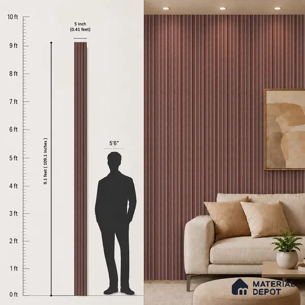 Wooden Look PN 07707 9.1 ft x 4.9 inch Charcoal Panel - 12 mm | Suitable for Living Room, Bedroom & TV Cabinet | Width is Subjected to 5% Variation
