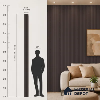 Wooden Look PN 07708 9.1 ft x 4.9 inch Charcoal Panel - 12 mm | Suitable for Living Room, Bedroom & TV Cabinet | Width is Subjected to 5% Variation
