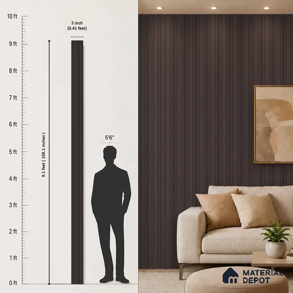Wooden Look PN 07708 9.1 ft x 4.9 inch Charcoal Panel - 12 mm | Suitable for Living Room, Bedroom & TV Cabinet | Width is Subjected to 5% Variation