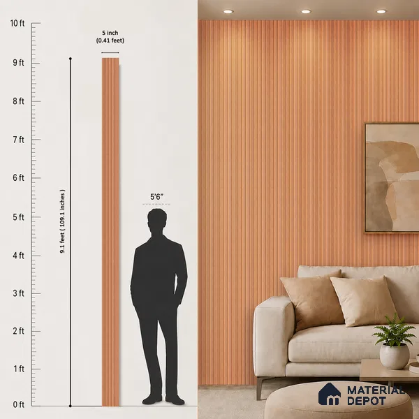 Wooden Look PN 07709 9.1 ft x 4.9 inch Charcoal Panel - 12 mm | Suitable for Living Room, Bedroom & TV Cabinet | Width is Subjected to 5% Variation