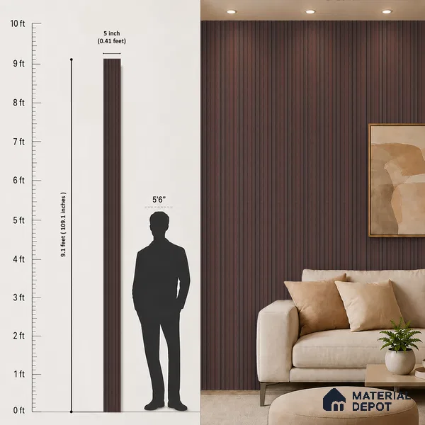 Wooden Look PN 07710 9.1 ft x 4.9 inch Charcoal Panel - 12 mm | Suitable for Living Room, Bedroom & TV Cabinet | Width is Subjected to 5% Variation