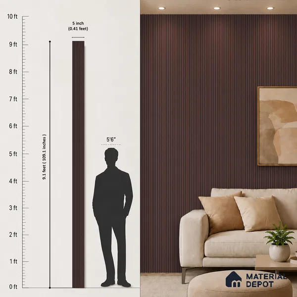 Wooden Look PN 07713 9.1 ft x 4.9 inch Charcoal Panel - 12 mm | Suitable for Living Room, Bedroom & TV Cabinet | Width is Subjected to 5% Variation