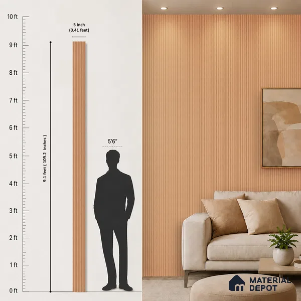 Wooden Look PN 07716 9.1 ft x 4.9 inch Charcoal Panel - 12 mm | Suitable for Living Room, Bedroom & TV Cabinet | Width is Subjected to 5% Variation