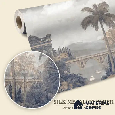 Majestic Foliage Epoch Customised Wallpaper Blue & Sepia