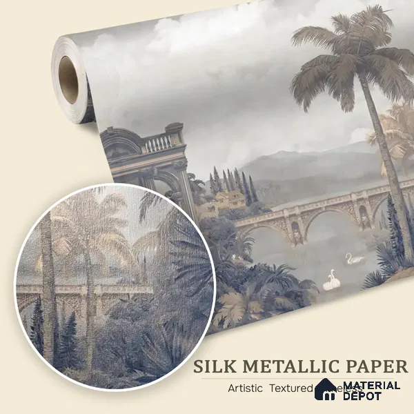 Majestic Foliage Epoch Customised Wallpaper Blue & Sepia