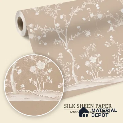 Aura in the Garden Chinoiserie Clay Beige Customized Wallpaper Silk Sheen (Super Luxury)