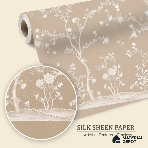 Aura in the Garden Chinoiserie Clay Beige Customized Wallpaper Silk Sheen (Super Luxury)