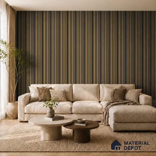 Honey Maple 10 ft x 0.89 ft (3060x270 mm) Stripes Dual Tone Design Interior & Exterior Wall & Ceiling Panel - 20 mm | Suitable for Balcony, Facade & Open Area | Width is Subjected to 5% Variation