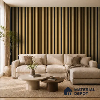 Honey Maple 10 ft x 0.7 ft (3060x215 mm) Dome Dual Black Design Interior & Exterior Wall & Ceiling Panel - 20 mm | Suitable for Balcony, Facade & Open Area | Width is Subjected to 5% Variation