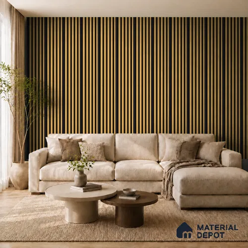 Honey Maple 10 ft x 0.7 ft (3060x215 mm) Dome Dual Black Design Interior & Exterior Wall & Ceiling Panel - 20 mm | Suitable for Balcony, Facade & Open Area | Width is Subjected to 5% Variation