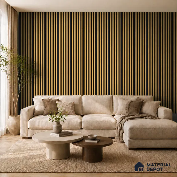 Honey Maple 10 ft x 0.7 ft (3060x215 mm) Dome Dual Black Design Interior & Exterior Wall & Ceiling Panel - 20 mm | Suitable for Balcony, Facade & Open Area | Width is Subjected to 5% Variation