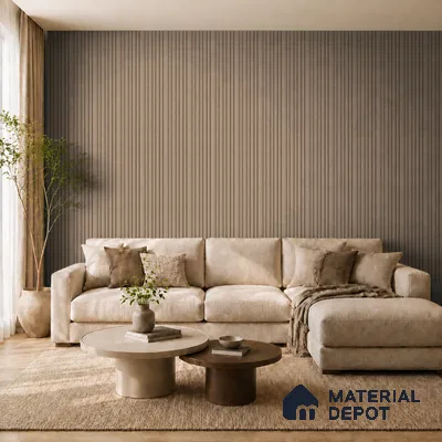 Danish Teak 10 ft x 0.89 ft (3060x270 mm) Stripes Design Interior & Exterior Wall & Ceiling Panel - 20 mm | Suitable for Balcony, Facade & Open Area | Width is Subjected to 5% Variation