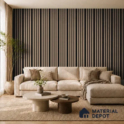 Danish Teak 10 ft x 0.7 ft (3060x215 mm) Dome Dual Black Design Interior & Exterior Wall & Ceiling Panel - 20 mm | Suitable for Balcony, Facade & Open Area | Width is Subjected to 5% Variation