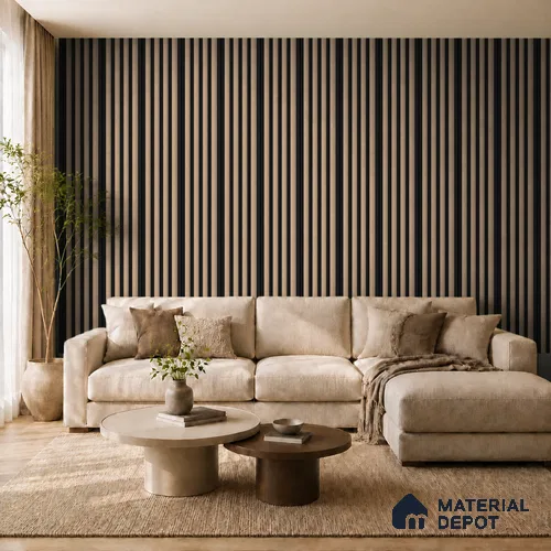 Danish Teak 10 ft x 0.7 ft (3060x215 mm) Dome Dual Black Design Interior & Exterior Wall & Ceiling Panel - 20 mm | Suitable for Balcony, Facade & Open Area | Width is Subjected to 5% Variation