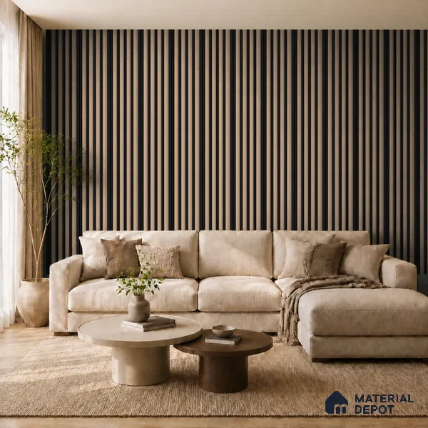 Danish Teak 10 ft x 0.7 ft (3060x215 mm) Dome Dual Black Design Interior & Exterior Wall & Ceiling Panel - 20 mm | Suitable for Balcony, Facade & Open Area | Width is Subjected to 5% Variation