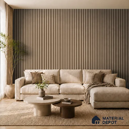 Danish Teak 10 ft x 0.7 ft (3060x215 mm) Dome Design Interior & Exterior Wall & Ceiling Panel - 20 mm | Suitable for Balcony, Facade & Open Area | Width is Subjected to 5% Variation