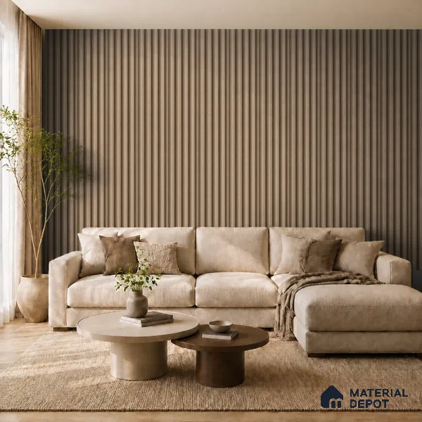 Danish Teak 10 ft x 0.7 ft (3060x215 mm) Dome Design Interior & Exterior Wall & Ceiling Panel - 20 mm | Suitable for Balcony, Facade & Open Area | Width is Subjected to 5% Variation