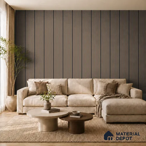 Danish Teak 10 ft x 0.85 ft (3060x260 mm) Prism Dual Tone Design Interior & Exterior Wall & Ceiling Panel - 21 mm | Suitable for Balcony, Facade & Open Area | Width is Subjected to 5% Variation