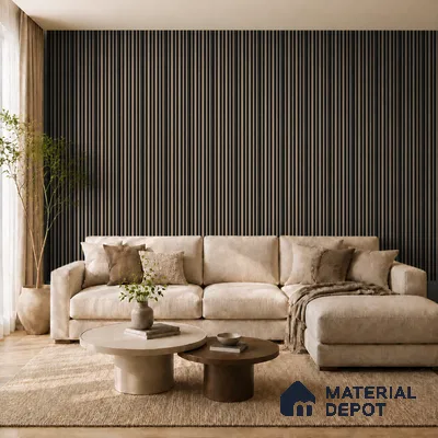 Danish Teak 10 ft x 0.89 ft (3060x270 mm) Stripes Dual Tone Design Interior & Exterior Wall & Ceiling Panel - 20 mm | Suitable for Balcony, Facade & Open Area | Width is Subjected to 5% Variation