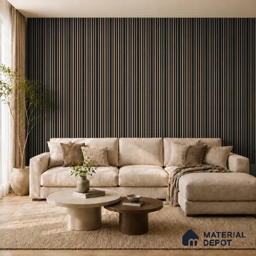 Danish Teak 10 ft x 0.89 ft (3060x270 mm) Stripes Dual Tone Design Interior & Exterior Wall & Ceiling Panel - 20 mm | Suitable for Balcony, Facade & Open Area | Width is Subjected to 5% Variation