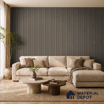 Oak Noir 10 ft x 0.89 ft (3060x270 mm) Stripes Design Interior & Exterior Wall & Ceiling Panel - 20 mm | Suitable for Balcony, Facade & Open Area | Width is Subjected to 5% Variation
