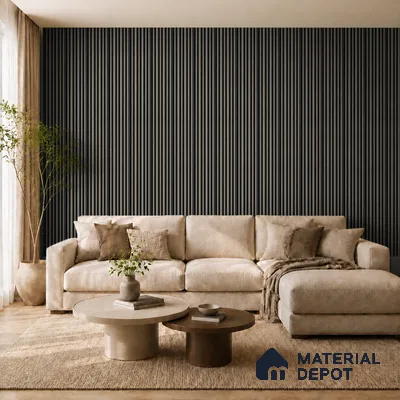 Oak Noir 10 ft x 0.89 ft (3060x270 mm) Stripes Dual Tone Design Interior & Exterior Wall & Ceiling Panel - 20 mm | Suitable for Balcony, Facade & Open Area | Width is Subjected to 5% Variation