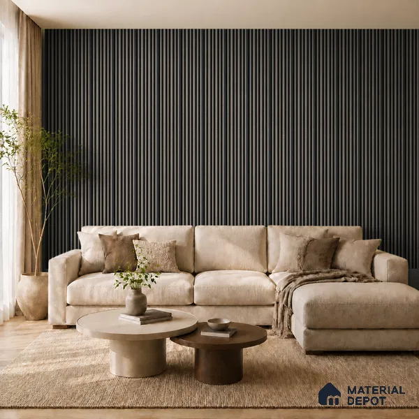 Oak Noir 10 ft x 0.89 ft (3060x270 mm) Stripes Dual Tone Design Interior & Exterior Wall & Ceiling Panel - 20 mm | Suitable for Balcony, Facade & Open Area | Width is Subjected to 5% Variation